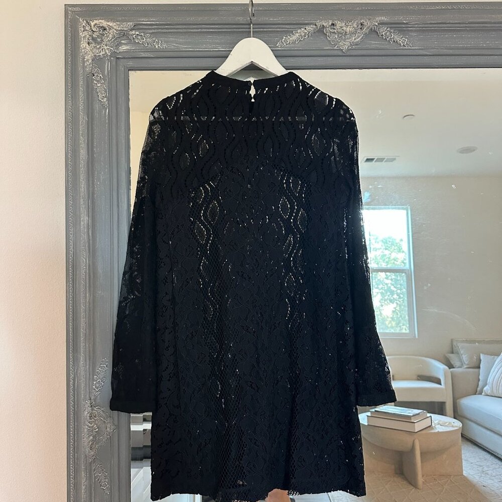 Maje ROSSA Black Lace Long Sleeve Romantic Goth Whimsigoth Mini Dress 2 - Picture 5 of 8